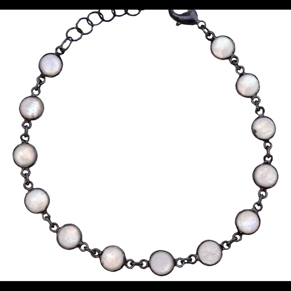 Blackened sterling silver moonstone bracelet